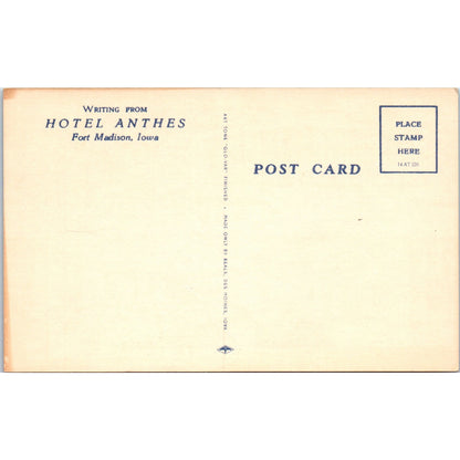 Hotel Anthes Fort Madison Iowa 1953 Unused - Original Postcard P3-4