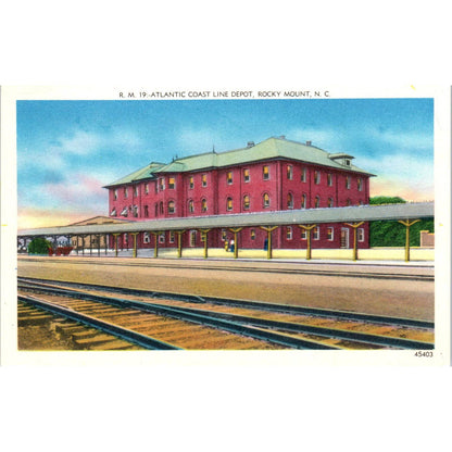 R.M. 19 Atlantic Coast Line Depot Rocky Mount NC Original Postcard TK1-26