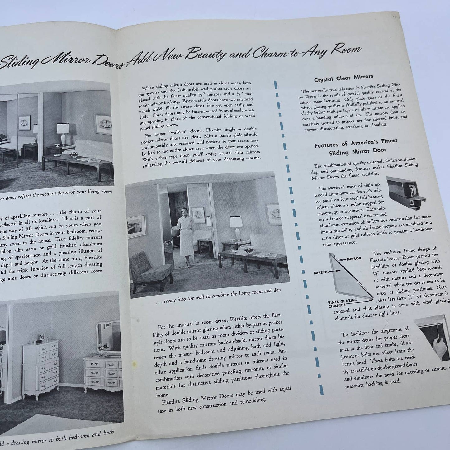 1950s MCM Fleetlite Sliding Mirror Doors Advertising Booklet & Order Form TH7