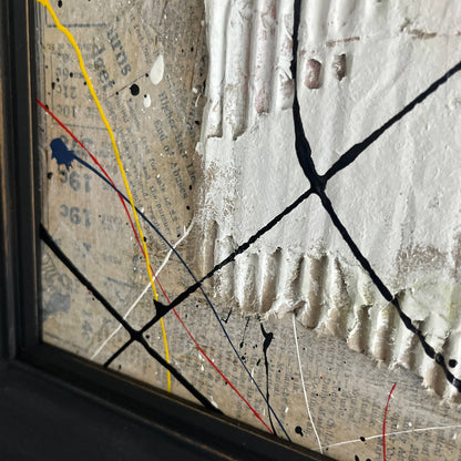 Original Framed Mixed Media Abstract Art Painting 23x19" 1985 w/ COA