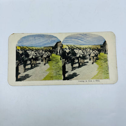 1898 Stereoview Card Tinted Spanish-American War US Army Troops Marching