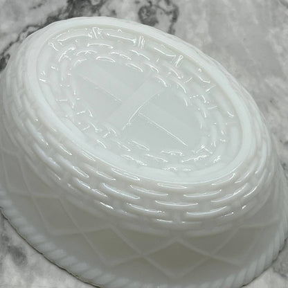 Vtg Hazel Atlas Milk Glass Red On Head Mini Hen On Nest Rooster Dish 4.5” TI1
