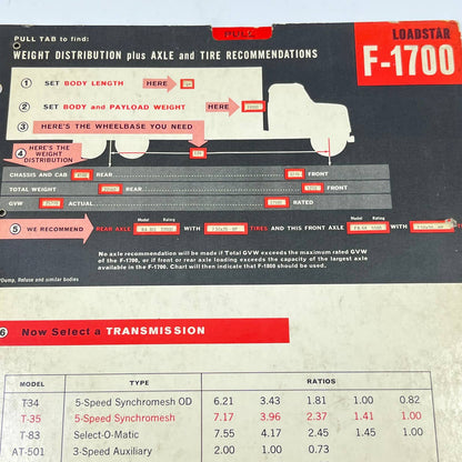 1963 IH Loadstar F-1700/1800 Tractor Selector Weight Distribution Calculator TF8