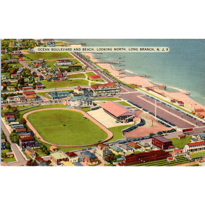 Long Branch Stadium Greyhound Racetrack NJ 1944 Original Postcard TK1-23