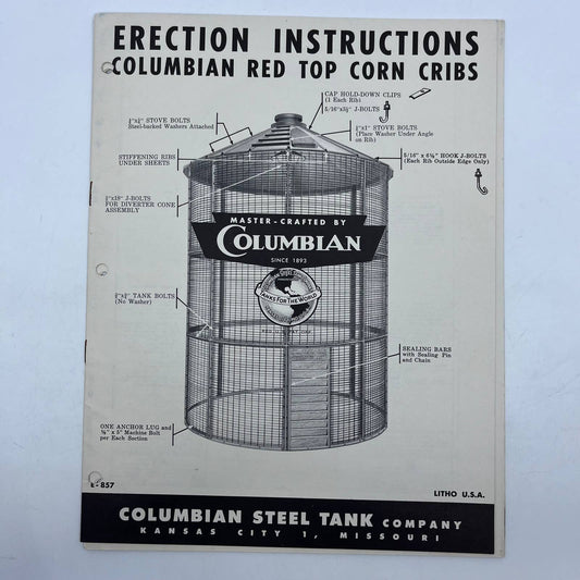 1950s Columbian Red Top Corn Cribs Manual Assembly Instructions TH8