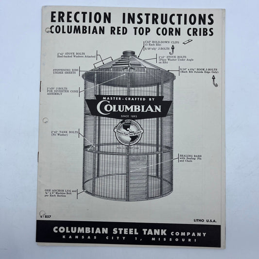 1950s Columbian Red Top Corn Cribs Manual Assembly Instructions L4-2