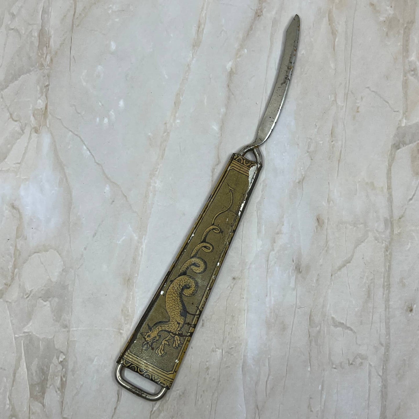 Antique Oriental Dragon Tin Litho Letter Opener TI7-S1