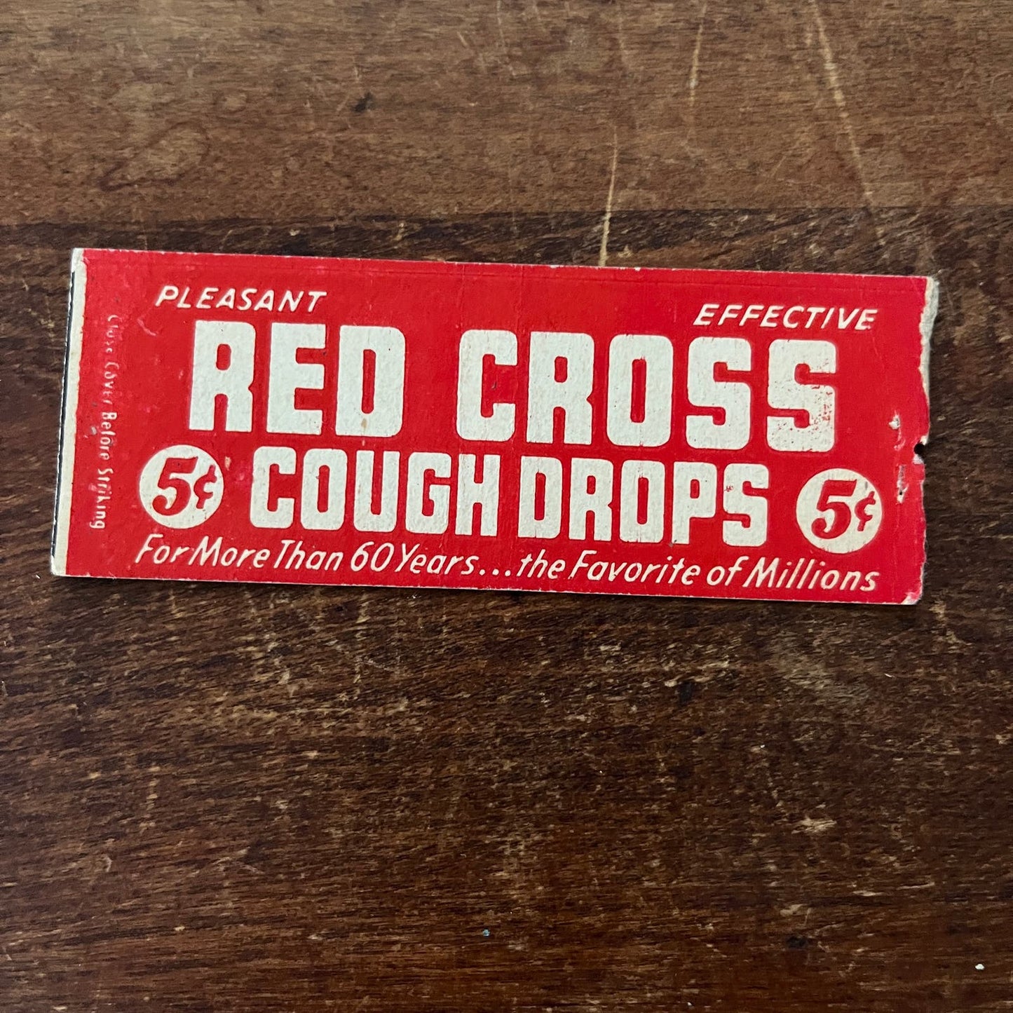 Red Cross Cough Drops Advertising Matchbook Cover SB3-M1