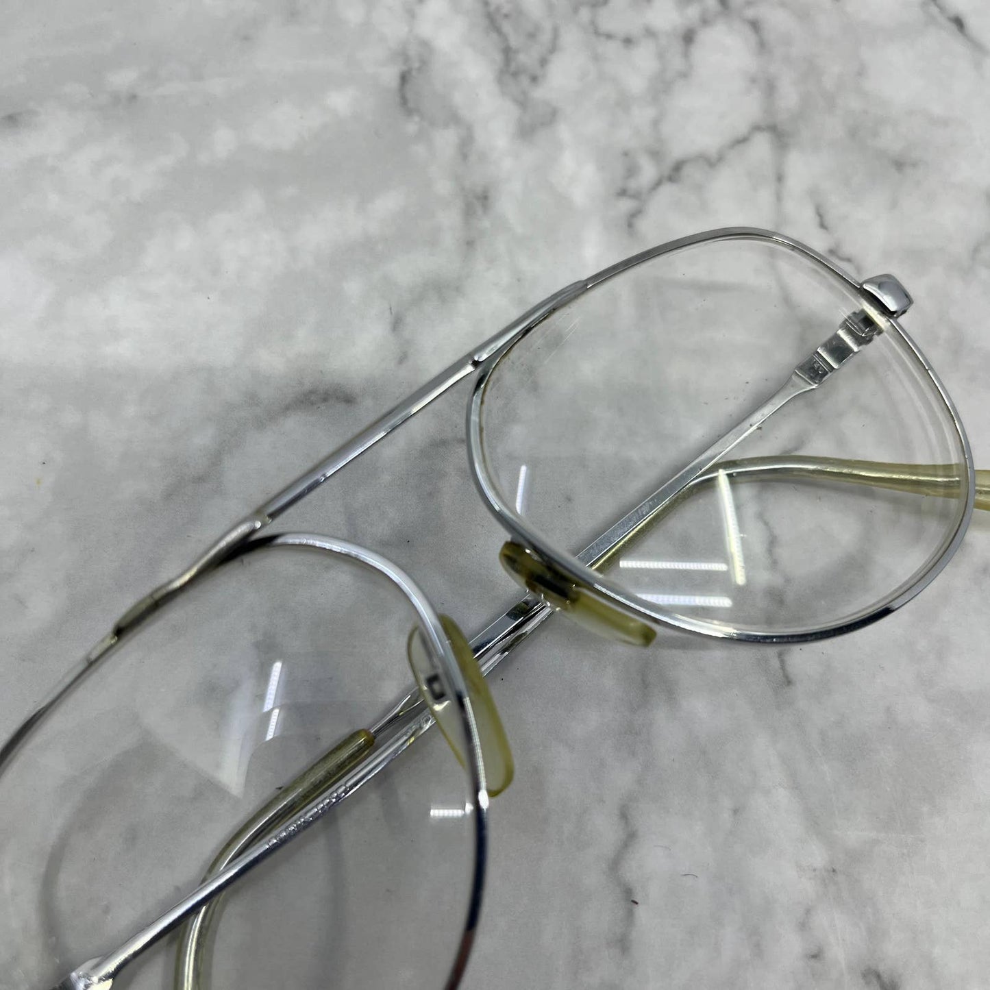 Vintage Silver Tone Aviator Glasses Frames Italian Retro Mod Eyewear TD1-3