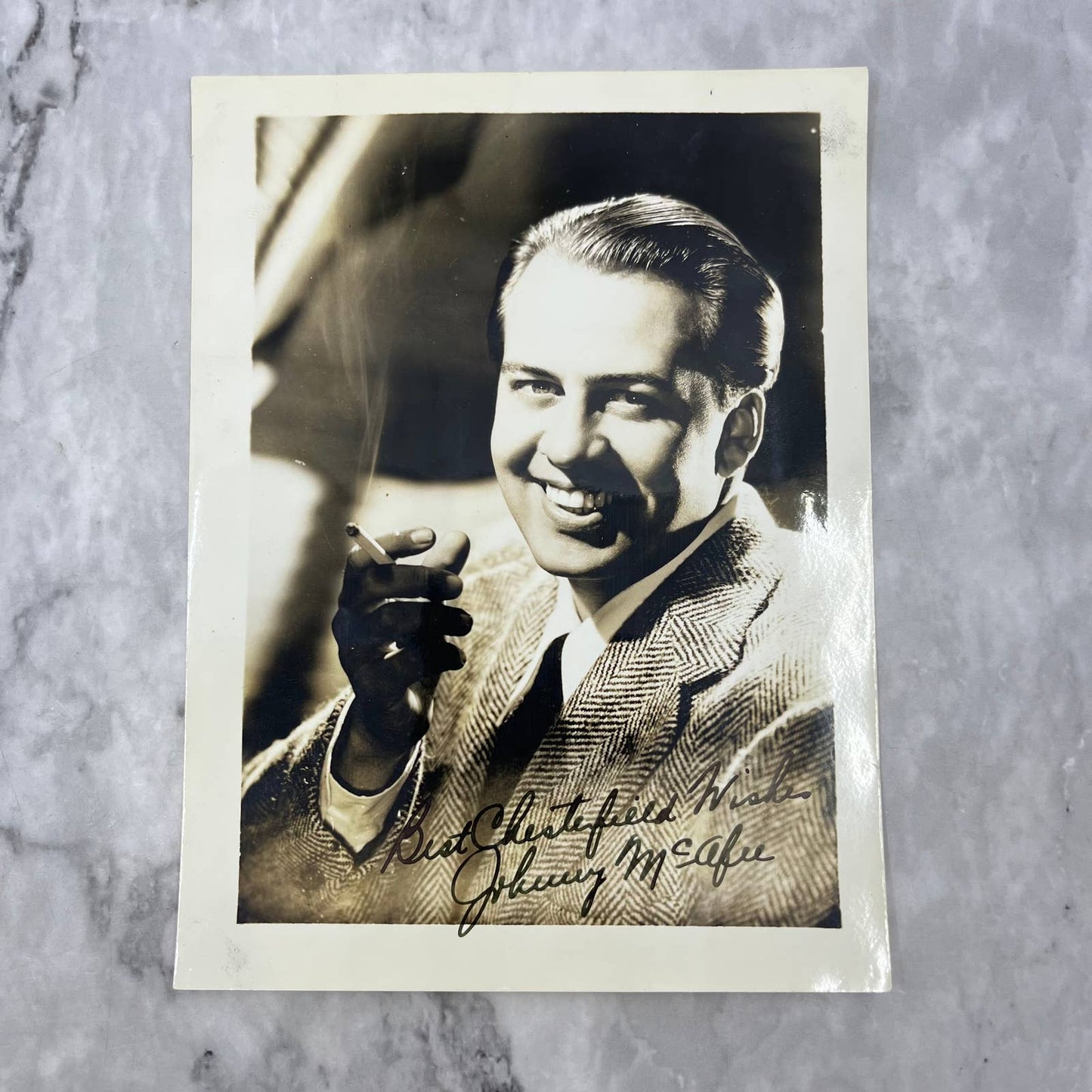VTG Johnny McAfee Autographed Best Chesterfield Wishes 5x7 SIGNED Photo FL5-S