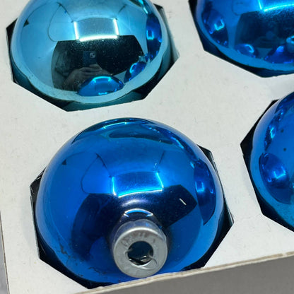 Shiny Brite 12 Vintage 2 1/4" Mercury Glass Ornaments Original Box Blue OT1-1