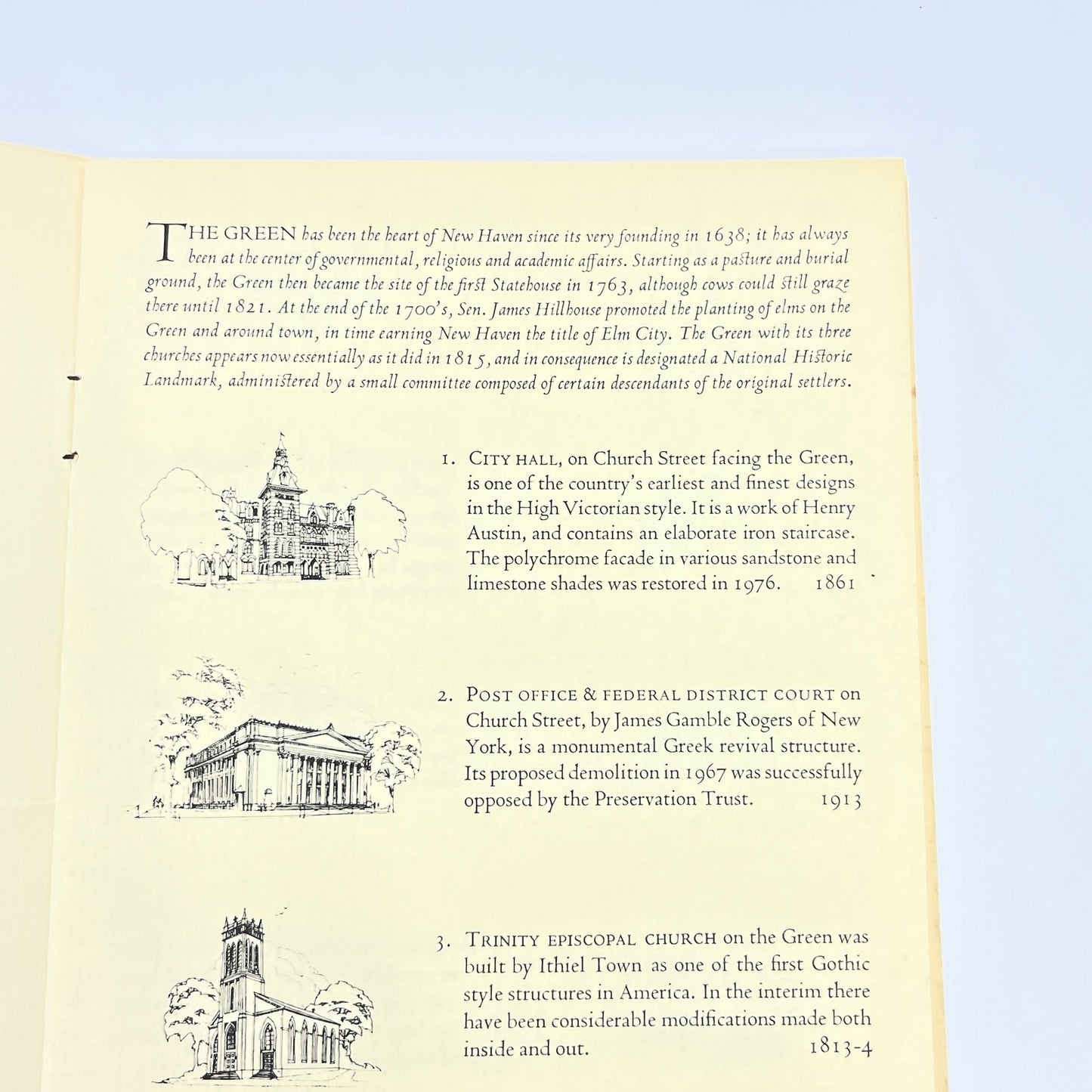 1970s A Walking Tour Guide to Historic New Haven Tourist Booklet & Map L4-6