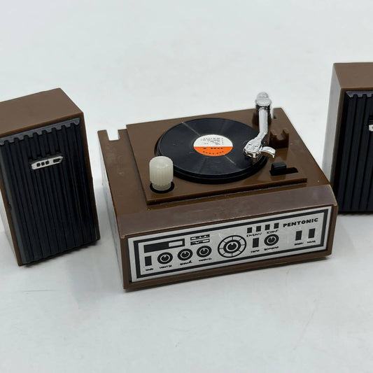 1970s Pentonic Wind Up Record Player and Speakers WORKS TH9