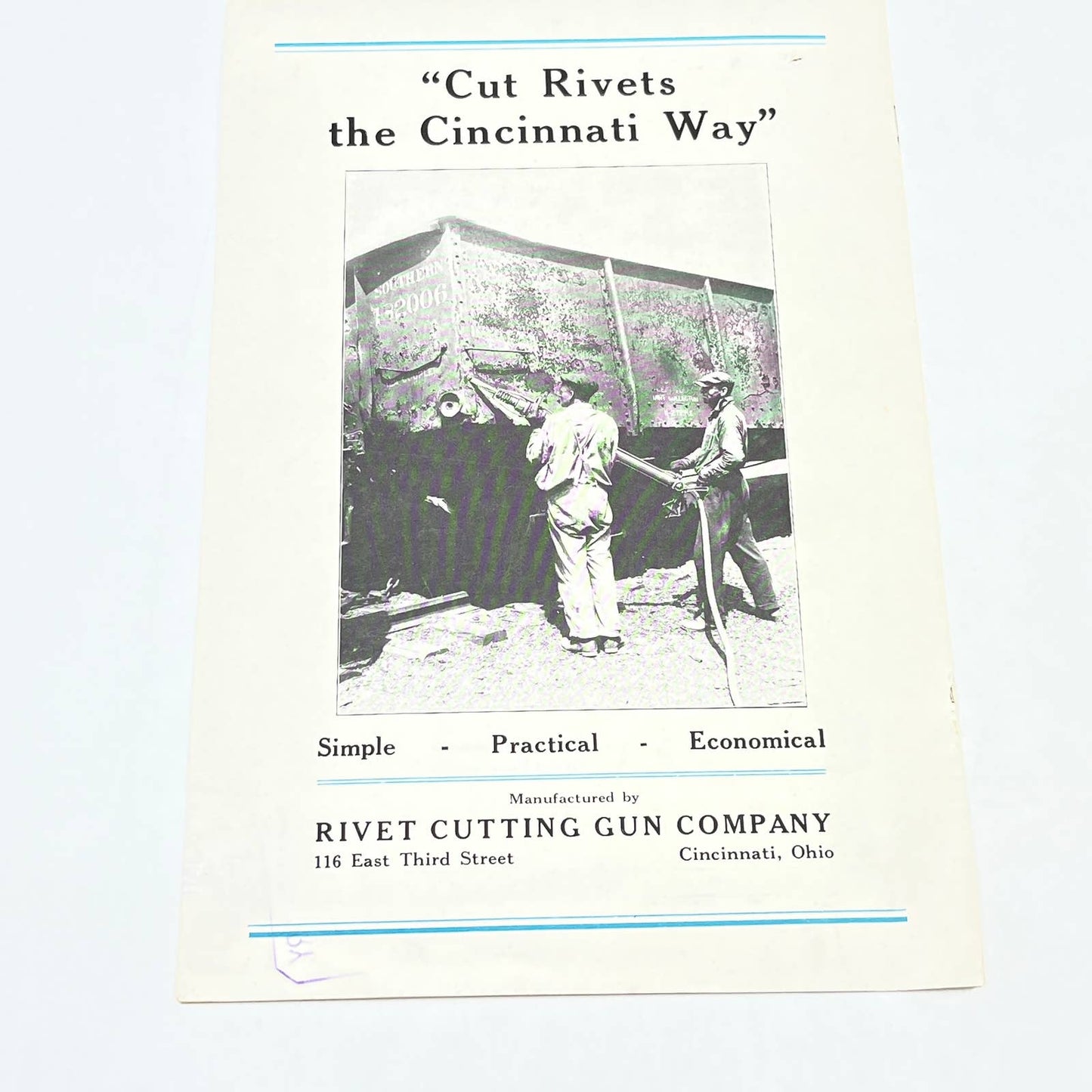 c1920 Improved Cincinnati Rivet Cutting Gun Instruction Manual AB8