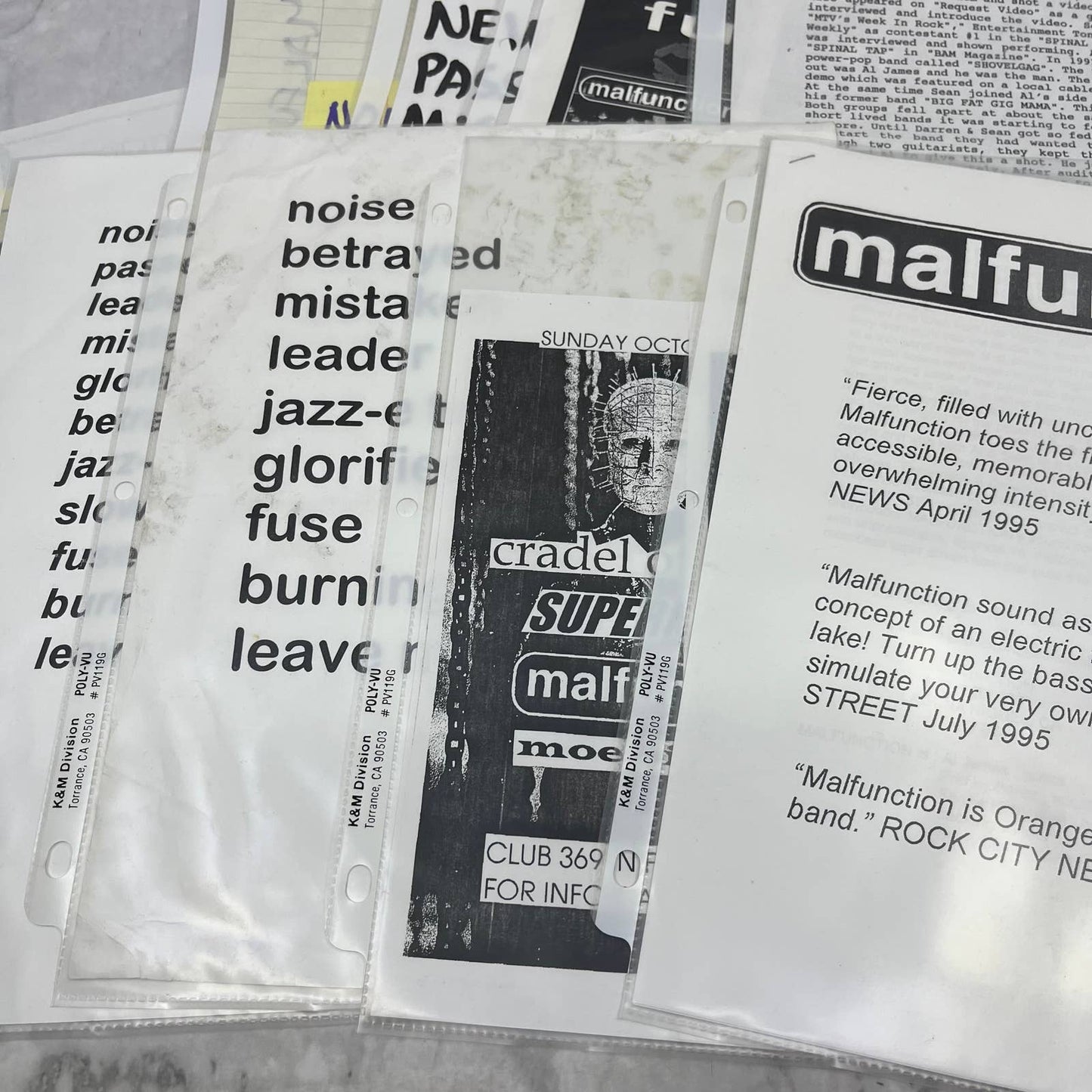 Vintage Malfunction California Indie Rock Fan Ephemera Collection FL5