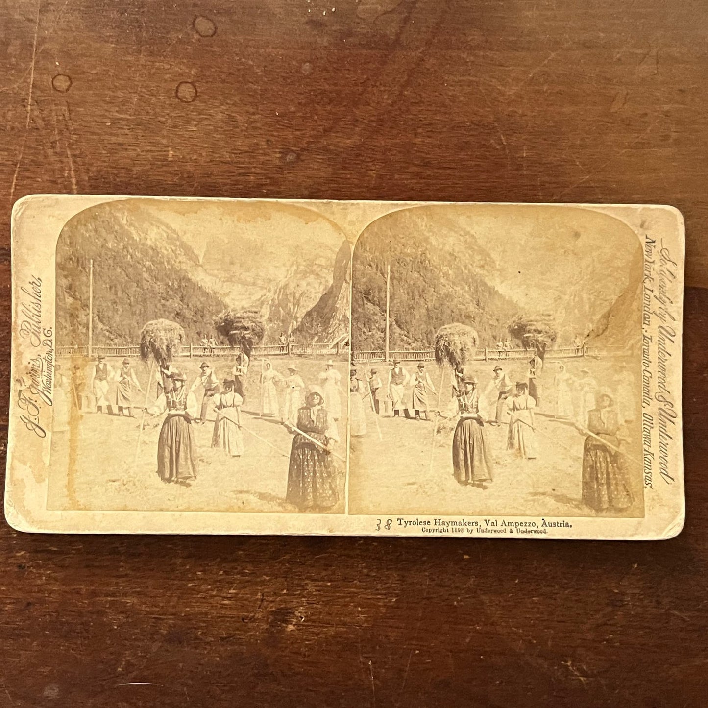 Tyrolese Haymakers Val Ampezo Austria 1898 Antique Stereoview Card TJ9-V2