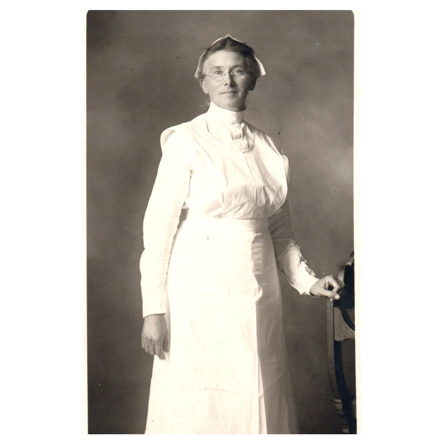 Portrait of a Nurse in White 1916 - Original Postcard RPPC TJ8-4