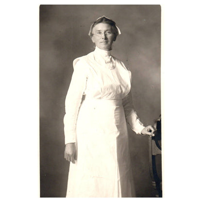 Portrait of a Nurse in White 1916 - Original Postcard RPPC TJ8-4