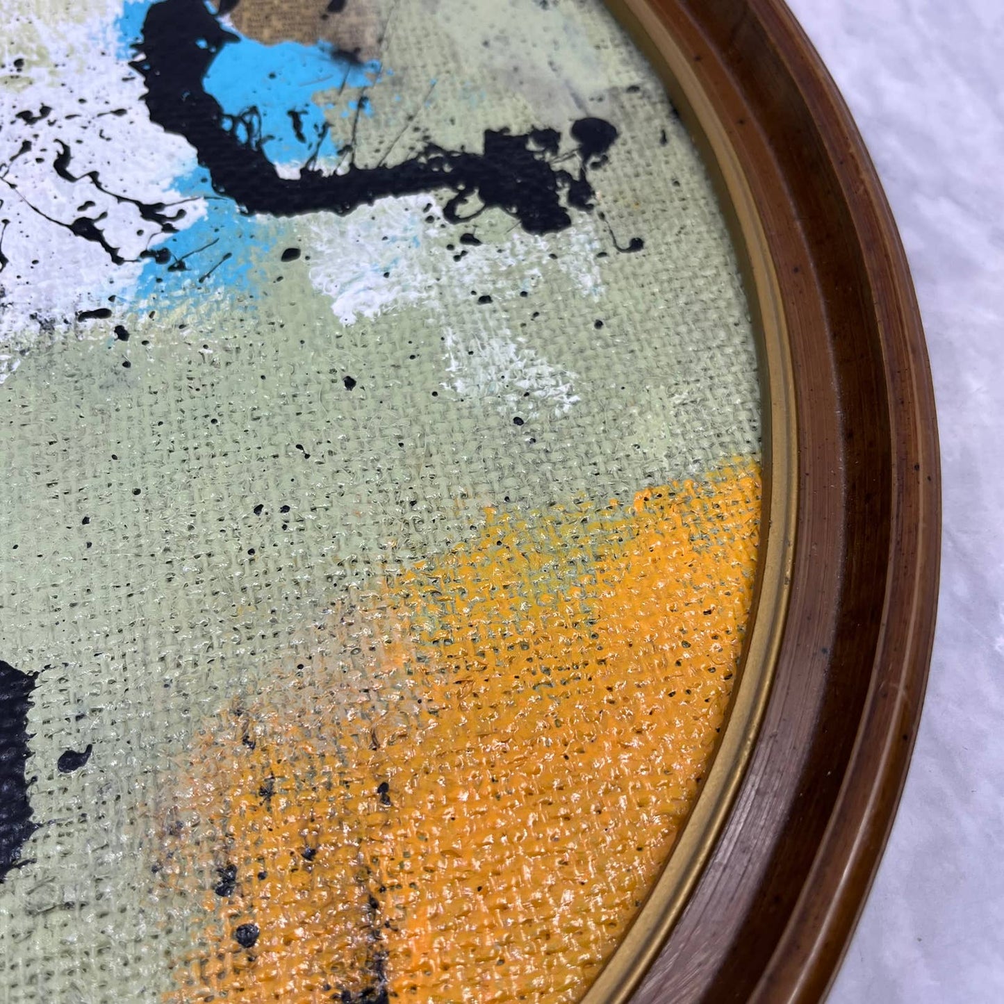 Original Framed Mixed Media Abstract Art Painting 14.5x11.5 “1972” With COA