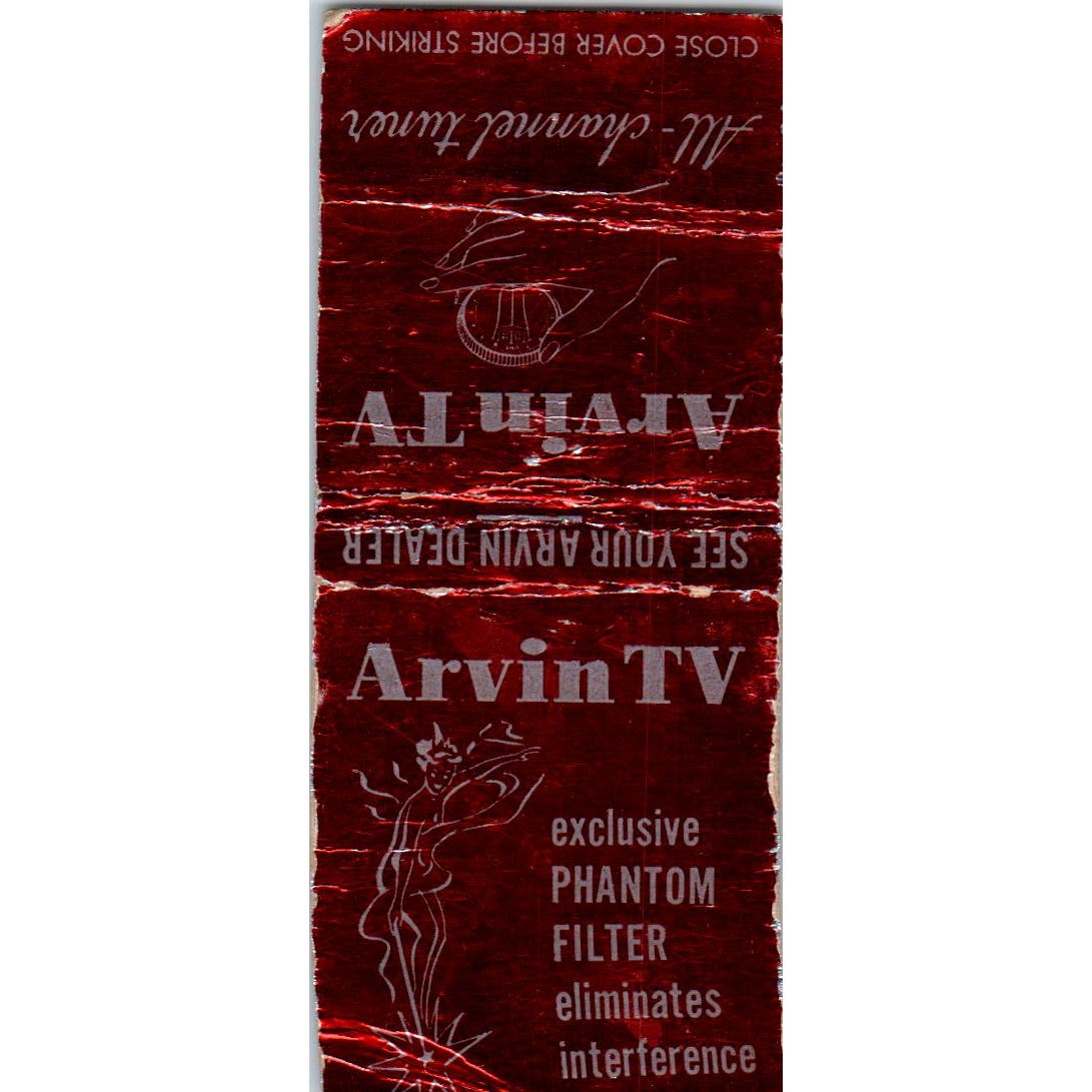Arvin TV - Exclusive Phantom Filter Advertising Matchbook Cover SA9-M3