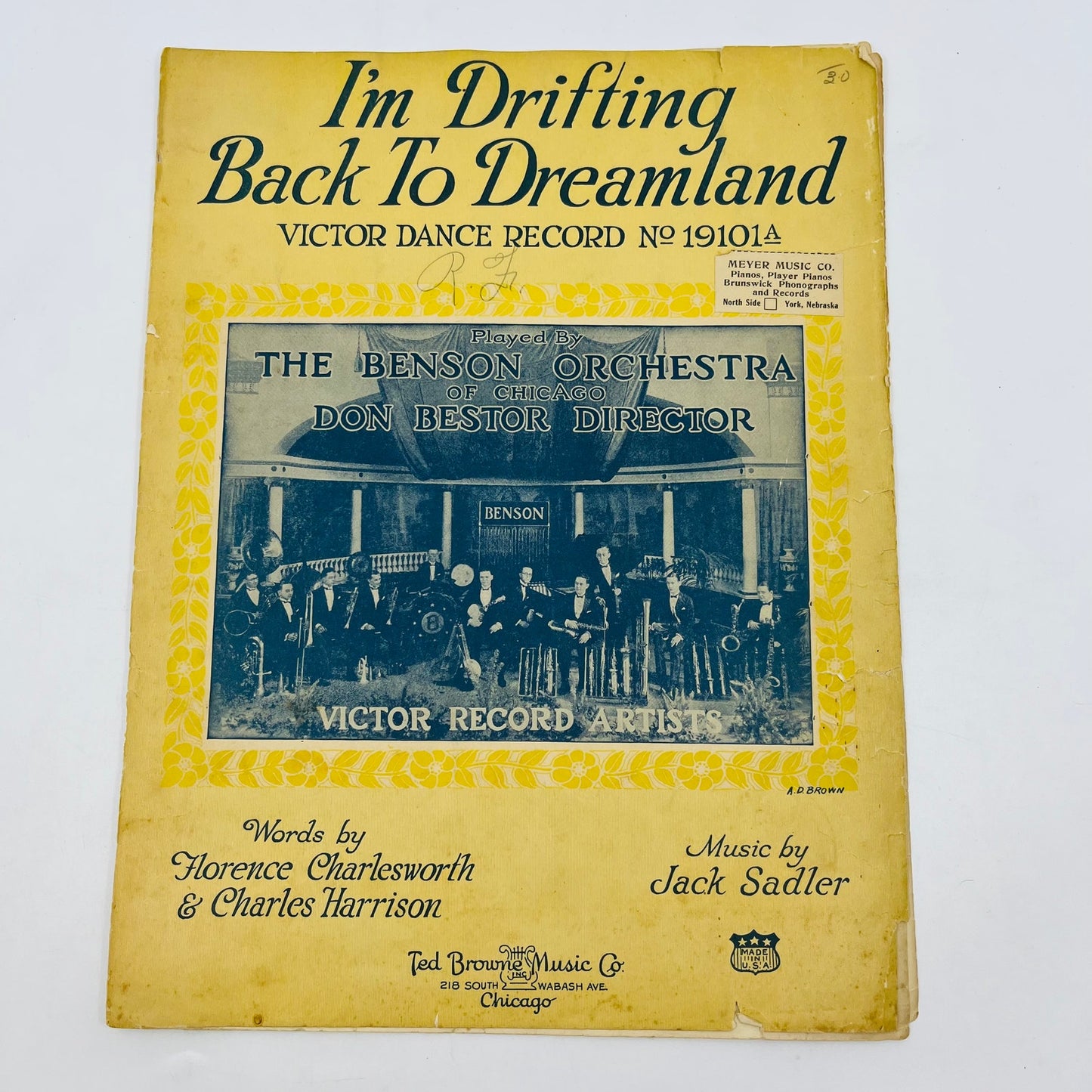 1922 I’m Drifting Back to Dreamland Jack Sadler Sheet Music V37-4
