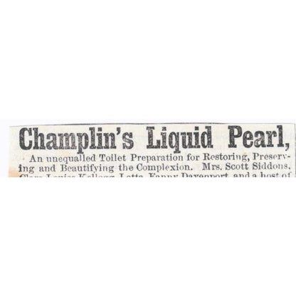 Champlin's Liquid Pearl Champlin & Co Buffalo NY - Ad 1878 Original TJ7-L2-1