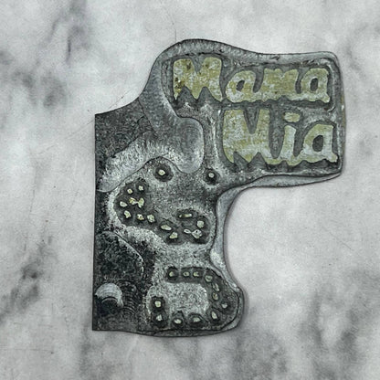 Vintage Printing Letterpress Printers Block Plate Mama Mia TJ54