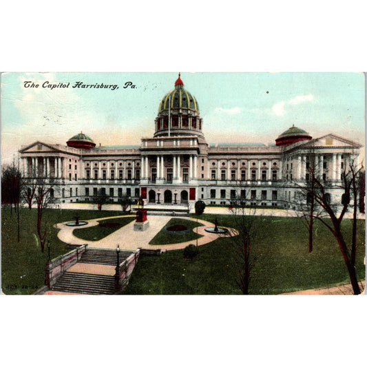 1908 Postcard The Capitol, Harrisburg PA TD8-P2