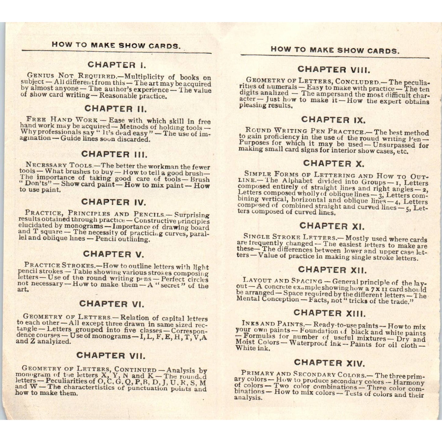 1920s Advertising Leaflet How to Make Show Cards Byxbee Publishing Chicago SE4