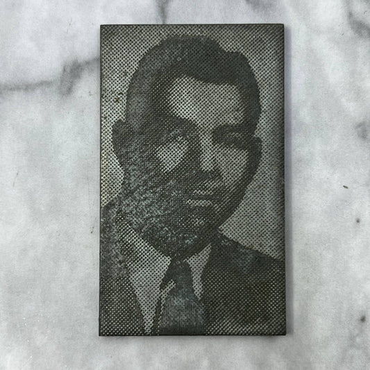 Vtg Printing Letterpress Printers Block Plate Photo Portrait Man in Suit TJ513