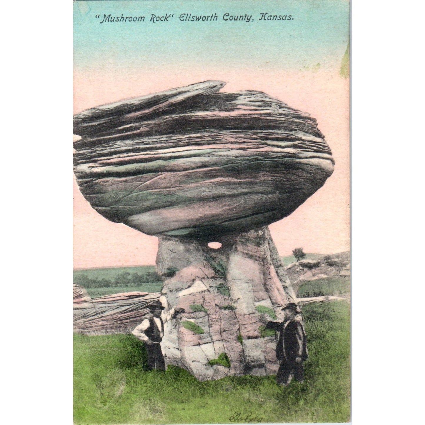 1908 Mushroom Rock Ellsworth County Kansas Original Postcard TK1-24