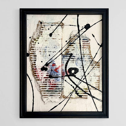 Original LARGE Framed Abstract Art Painting 12x15" Card Day’s Night w/ COA