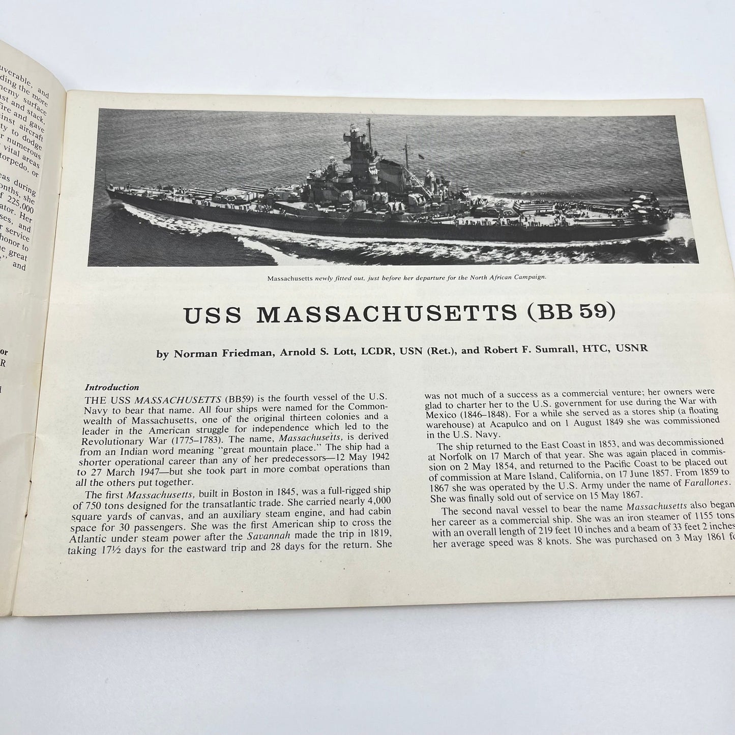 USS MASSACHUSETTS (BB 59) (LEEWARD PUBLICATIONS/ SHIPS By Friedman Arnorld S L4-3