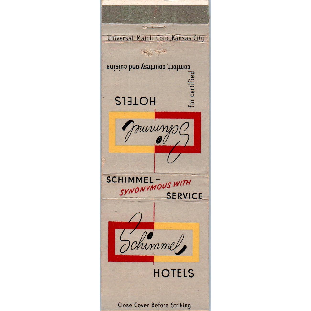 Schimmel Hotels Advertising Matchbook Cover SA9-M8