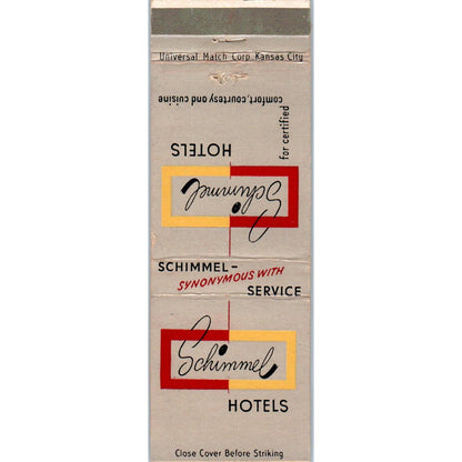 Schimmel Hotels Advertising Matchbook Cover SA9-M8