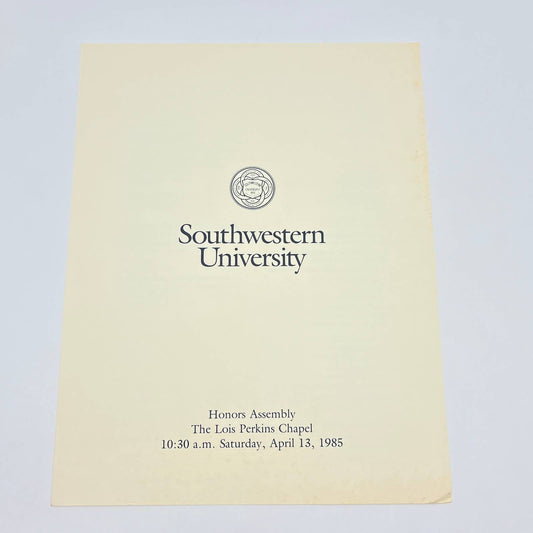1985 Southwestern University Honors Assembly Program Lois Perkins Chapel AB7