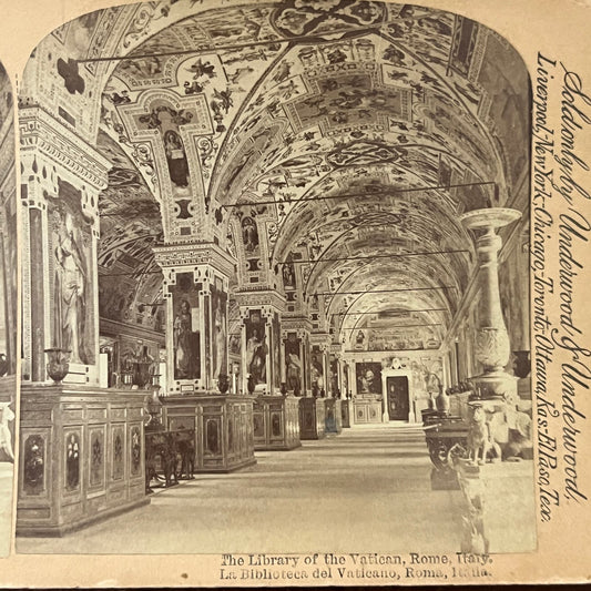 Library of the Vatican Rome Italy 1894 Antique Stereoview Card TJ9-V1