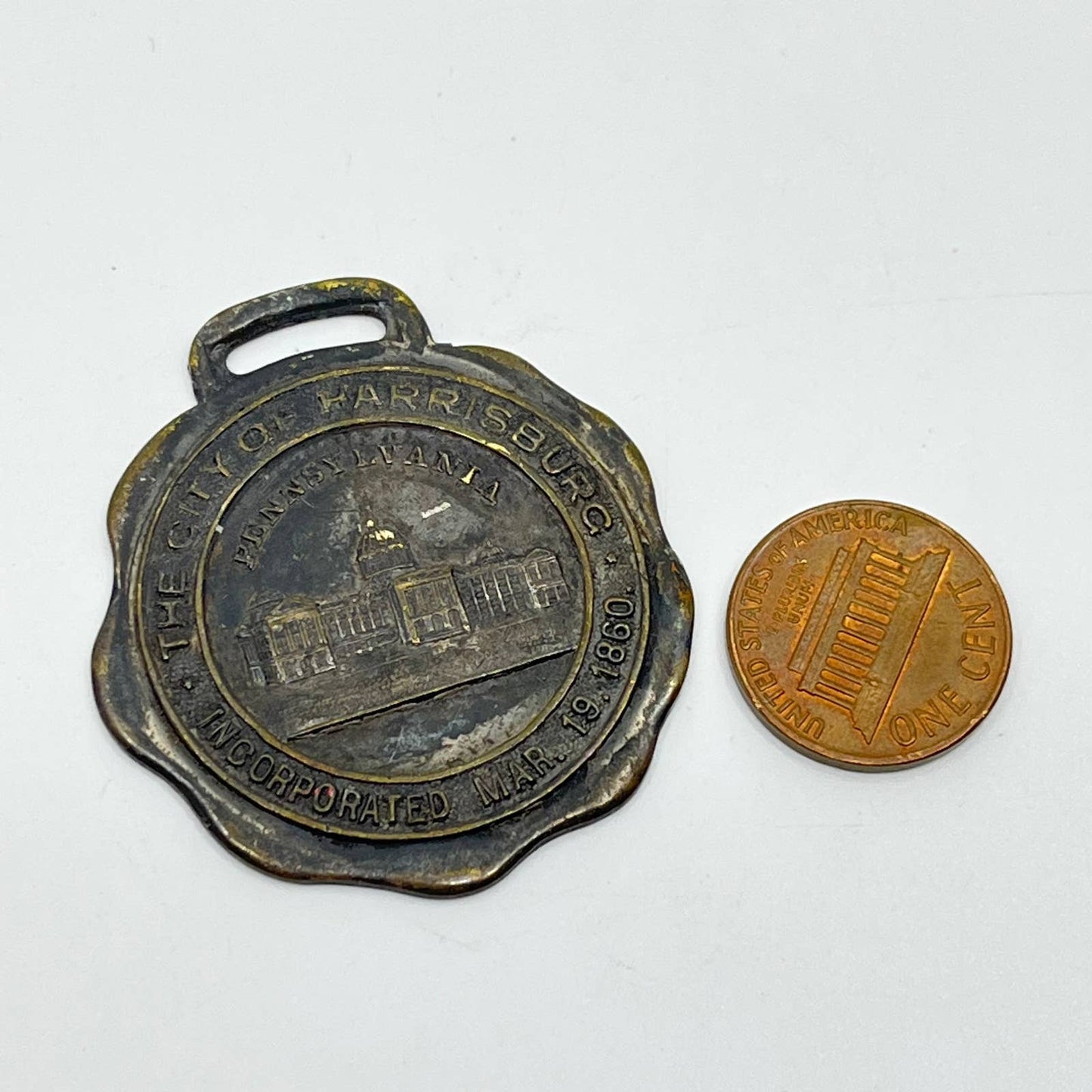 Antique Pocket Watch Fob HARRISBURG PENN - 1860 SC4