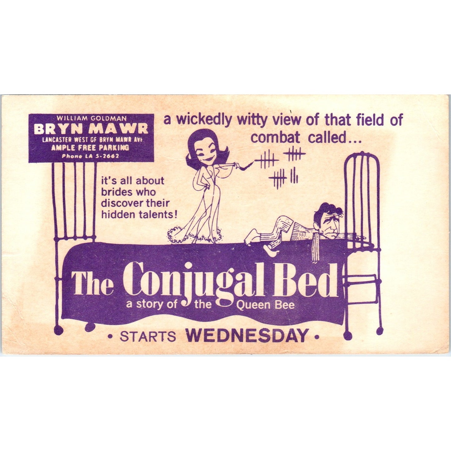 William Goldman Bryn Mawr - The Conjugal Bed Advertising Postcard P1-13