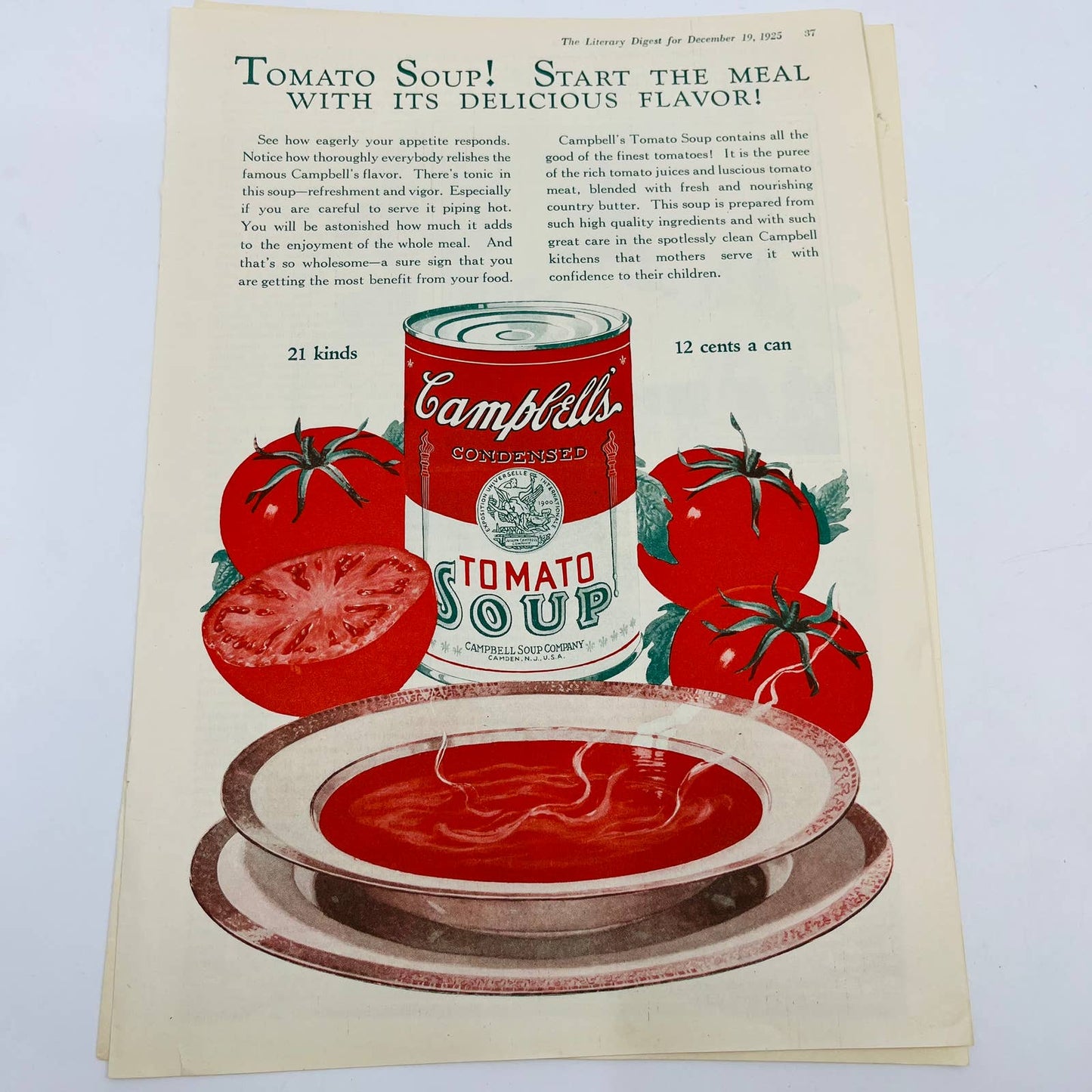 1925 Lot of 5 Campbells Soup Advertisements 8x12” C12-1