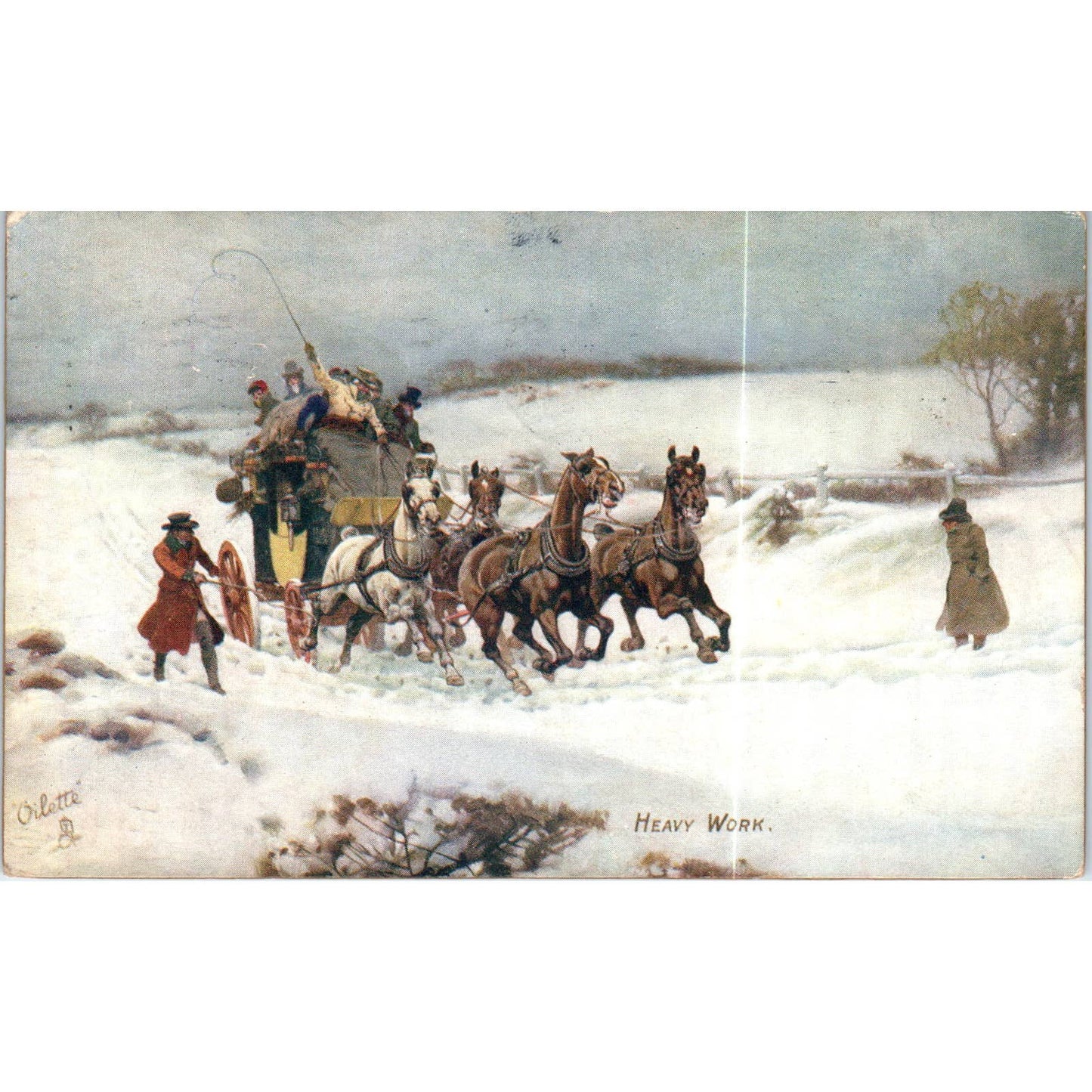 Coaching Horse & Carriage 1909 Raphael Tuck Oilette Original Postcard TK1-P17