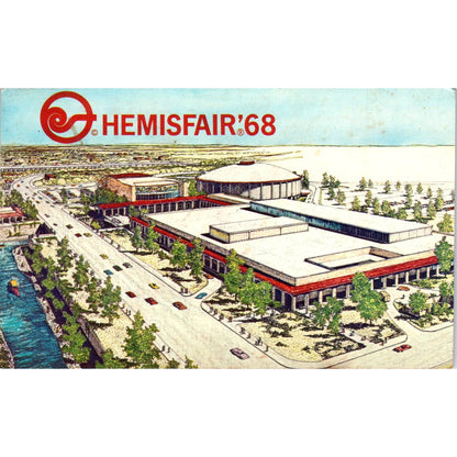 1968 San Antonio Texas World's Fair Postcard Aerial View Hemisfair SE4