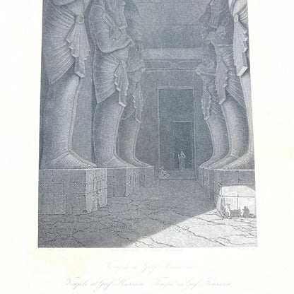 1864 Original Steel Art Engraving - Temple At Gerf Hussein Schirmer 8.5x11" AC3