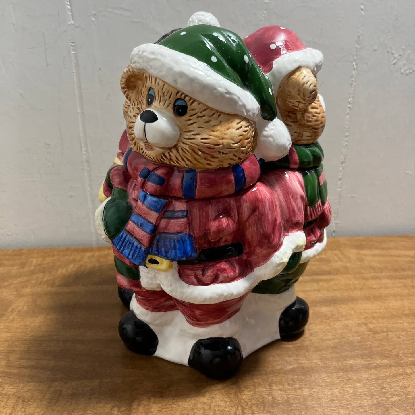 Vintage Everyday Gibson Three Teddy Bear Christmas Holiday 10” Cookie Jar TA6