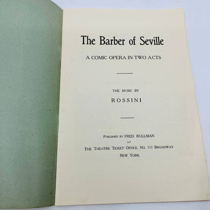 1920s Barber of Seville Metropolitan Opera House Grand Opera Libretto NYC TD6