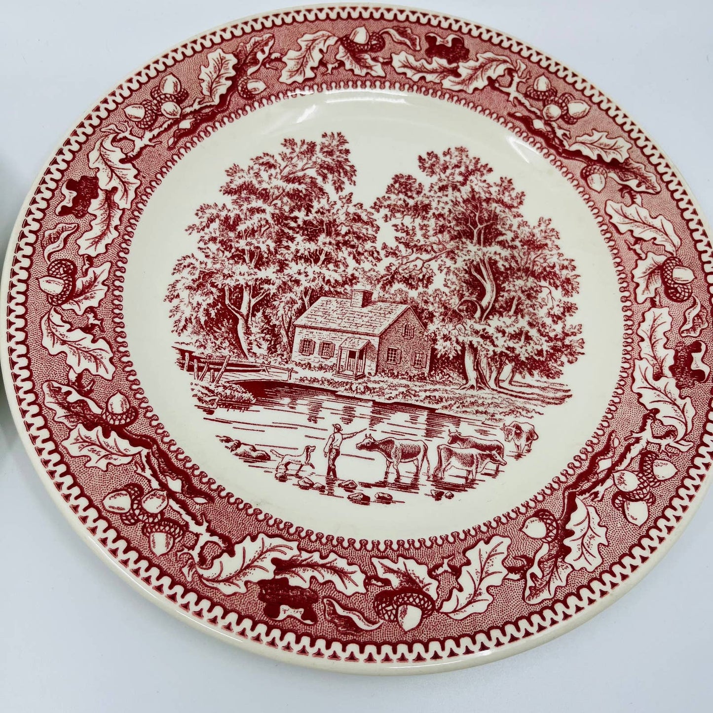 1960s Memory Lane Royal Ironstone Dinner Plate Dog & Oxen Scene 10” Set of 4 TD1