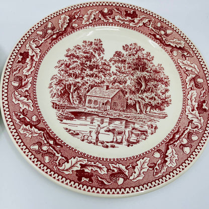 1960s Memory Lane Royal Ironstone Dinner Plate Dog & Oxen Scene 10” Set of 4 TD1