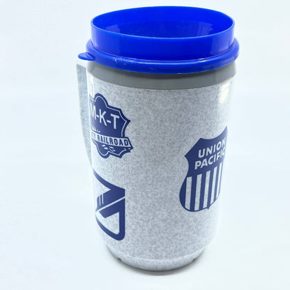 Vintage Northwestern Railroad Union Pacific M-K-T Katy RR MO-Pac Travel Mug TC7