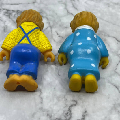 Vintage 1986 Vinyl Body Flocked Heads Berenstain Bears Papa Mama 3.5" Lot 2 TJ3