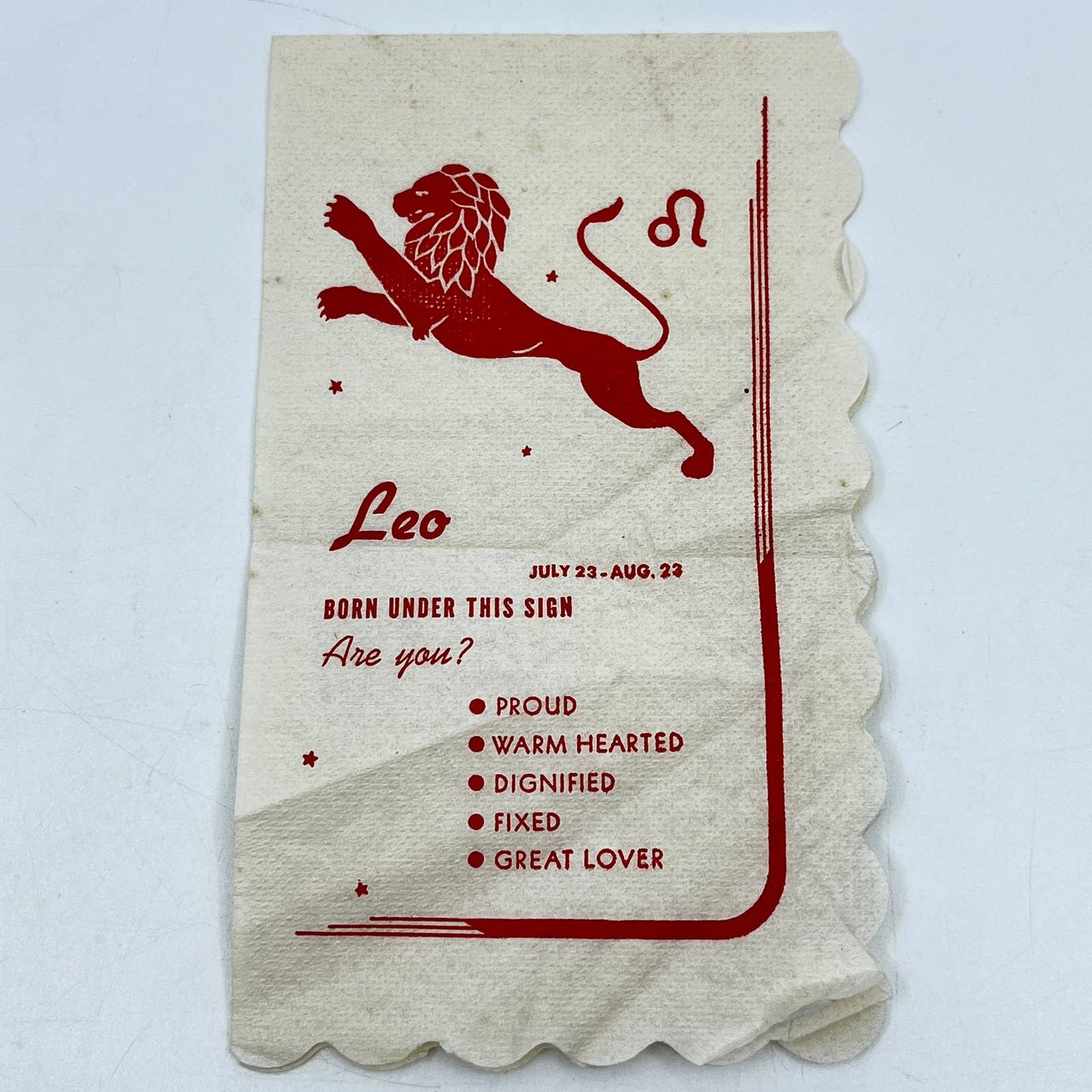 1960s Leo Zodiac Sign Astrology Napkin SC5
